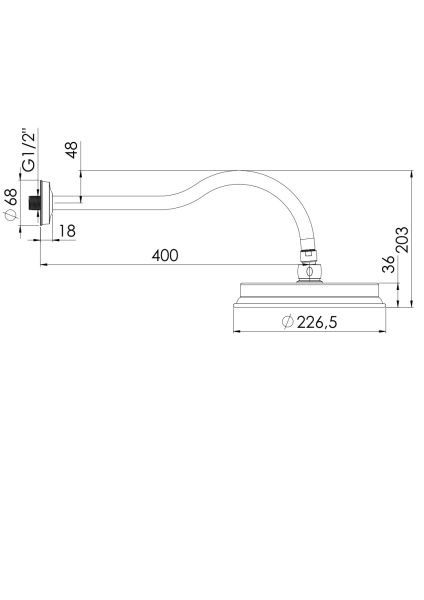 Steinberg Regenbrause mit Brausearm, Easy Clean Ø225mm