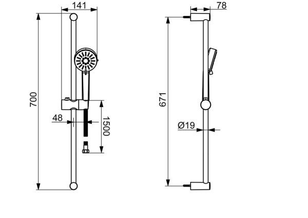Hansa Hansabasic Wandstangengarnitur Ø90mm, 3-strahlig, chrom
