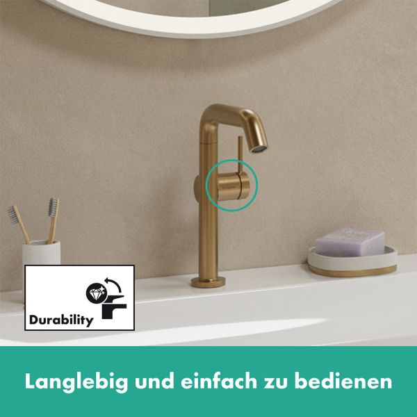 Hansgrohe Tecturis S Waschtischarmatur 210 Fine CoolStart wassersparend+ Push-Open, brushed bronze