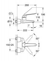 Vorschau: Grohe Euroeco Special Einhand-Waschtischbatterie, Wandmontage, Ausladung 221mm, chrom