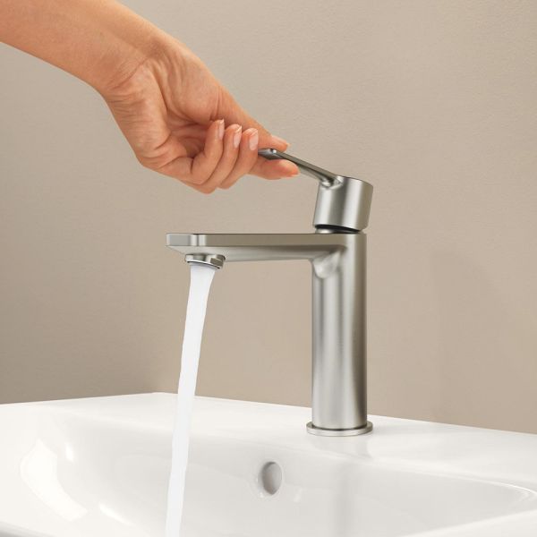 Grohe Lineare Waschtischarmatur S-Size, Push-open Ablaufgarnitur supersteel 23106DC1