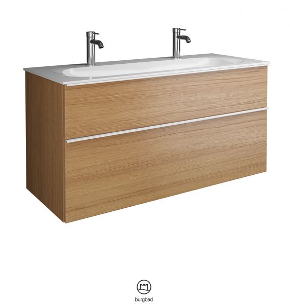 Burgbad Fiumo Doppelwaschtisch 122cm mit Waschtischunterschrank