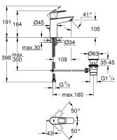 Vorschau: Grohe BauLoop Waschtischarmatur M-Size mit Ablaufgarnitur, LowFlow 3,5 l/min, chrom