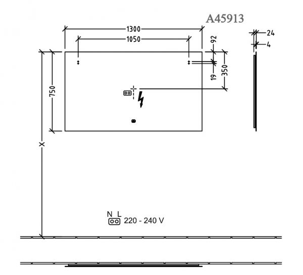 Villeroy&Boch More to See Lite LED-Spiegel, 130x75cm, mit Sensordimmer