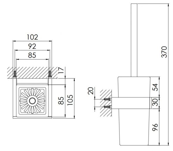 Steinberg Serie 460 Bürstengarnitur mit Glas aus Messing, satiniert schwarz/ chrom