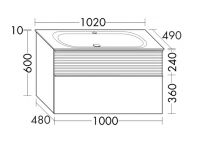 Vorschau: Burgbad Fiumo Waschtisch mit Waschtischunterschrank mit Plisséefront, 102cm SFXN102F3956C0001G0223