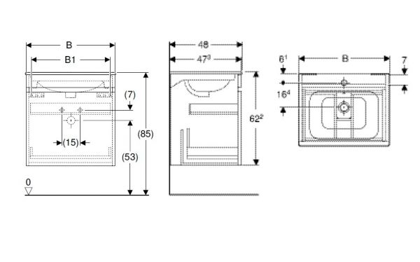 Geberit Renova Plan Set Möbelwaschtisch 100cm mit Waschtischunterschrank, 1 Schublade