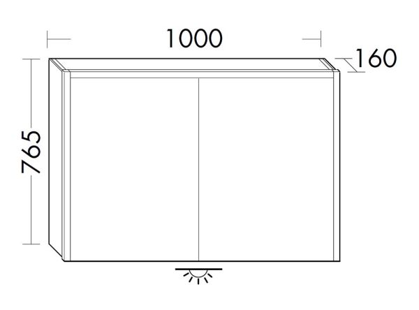 Burgbad Devio Spiegelschrank 100x76cm mit horizontaler LED-Beleuchtung, 2 Spiegeltüren
