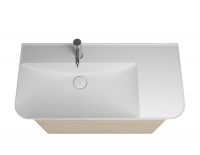 Vorschau: Burgbad Iveo Mineralguss-Waschtisch mit Unterschrank und LED-Beleuchtung, 2 Auszüge, 100cm eiche dekor cashmere