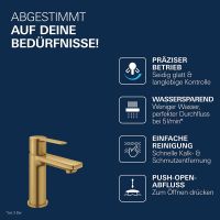 Vorschau: Grohe Lineare Waschtischarmatur XS-Size mit Push-open Ablaufgarnitur, cool sunrise gebürstet