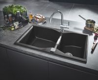 Vorschau: Grohe K700 100-C Kompositspüle mit Doppelbecken 90x50cm, granit schwarz