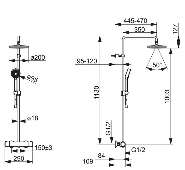 Hansa Hansamicra Duschsystem Brause-Thermostat-Batterie mit Handbrause, chrom