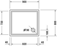 Vorschau: Duravit Starck Slimline Duschwanne rechteckig 80x90cm, Sanitäracryl, weiß
