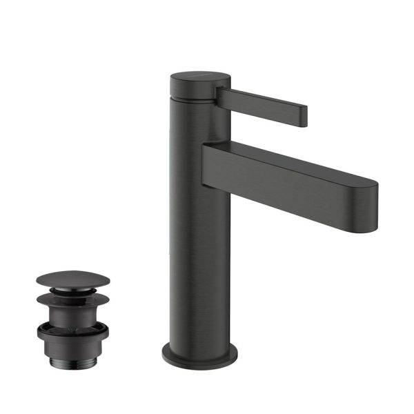 hansgrohe Finoris Waschtischmischer 110 mit Push-Open Ablaufgarnitur, brushed black chrome 76023340