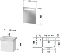 Vorschau: Duravit No.1 Badmöbel-Set 60cm mit Waschtisch, Spiegel, 1 Auszug und Innenschublade