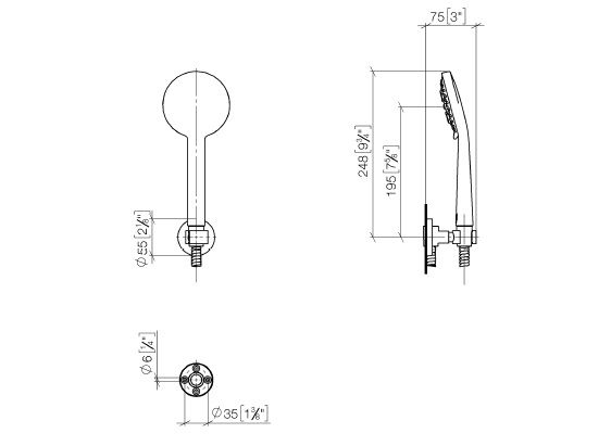 Dornbracht Serienneutral Schlauchbrausegarnitur, Handbrause 3 Strahlarten FlowReduce