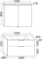 Vorschau: Burgbad Eqio Slim Badmöbel-Set 102cm mit LED-Spiegelschrank, Waschtisch & Unterschrank