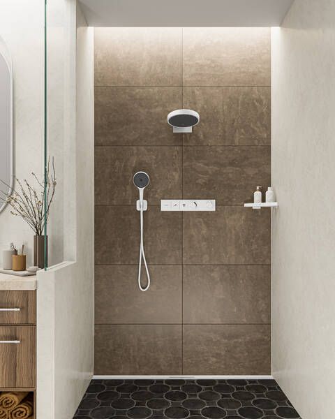 hansgrohe Rainfinity Kopfbrause 250 EcoSmart 1jet mit Wandanschluss, weiß matt