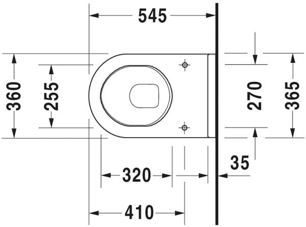 Duravit Starck 3 Wand-WC 54,5x36,5cm, oval, HygieneGlaze, weiß