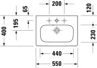 Vorschau: Duravit DuraStyle Waschtisch rechteckig 55x40cm, mit Hahnloch, mit Überlauf, weiß 2337550000