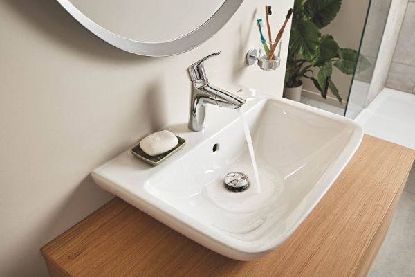 Grohe Eurosmart Waschtischbatterie M-Size mit herausziehbarem Auslauf und Push-Open, chrom