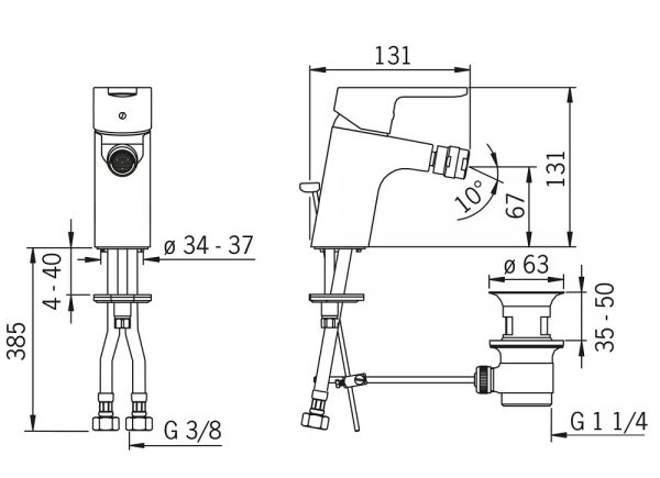 Hansa Hansaprimo Einhand-Einlochbatterie für Bidet, chrom