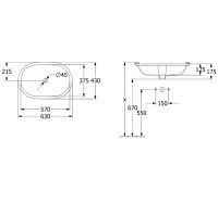 Vorschau: Villeroy&Boch Architectura Unterbauwaschtisch 57x37,5cm, weiß, 5A766001, technische Beschreibung