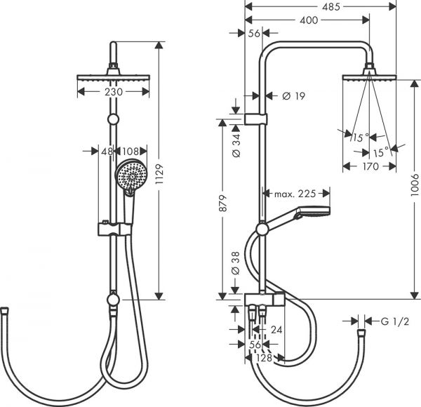 Hansgrohe Vernis Shape Duschsystem 230 Reno chrom 26289000