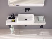 Duravit Qatego Natursteinkonsole aus Carrara Marmor mit Aufsatzbecken und Konsolenträger, 140x45cm, weiß D4800700