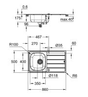 Vorschau: Grohe Bau Set aus Spüle und Küchenarmatur, edelstahl