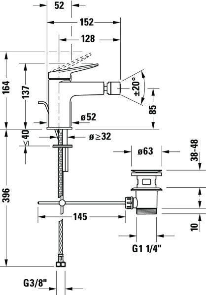 Duravit Wave Einhebel-Bidetmischer, chrom