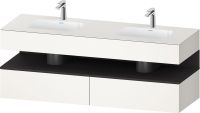 Vorschau: Duravit Qatego Doppelwaschtisch mit Unterschrank 160x55cm in weiß supermatt Antifingerprint, mit offenem Fach in graphit supermatt Antifingerprint QA4797