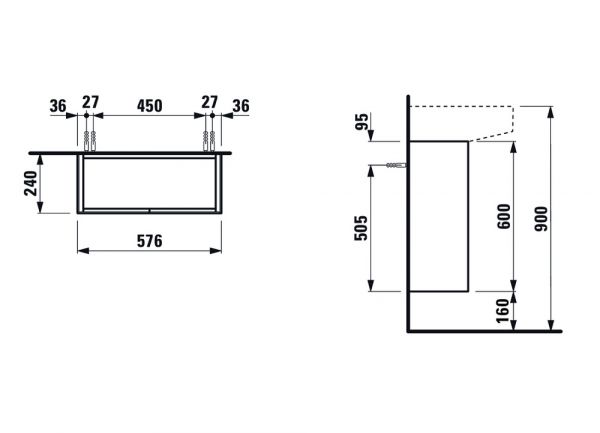 Laufen Sonar Waschtischunterbau 2 Türen mit Push&Pull Funktion, Breite 58cm H4054830340421_1