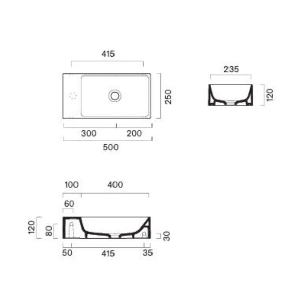 Catalano Premium Handwaschbecken, 50x25cm, CATAglaze+