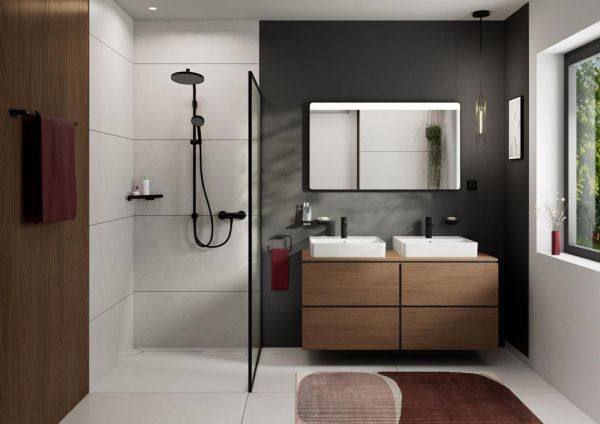 hansgrohe Activera S Duschsystem 240 1jet Reno Varia, EcoSmart, schwarz matt