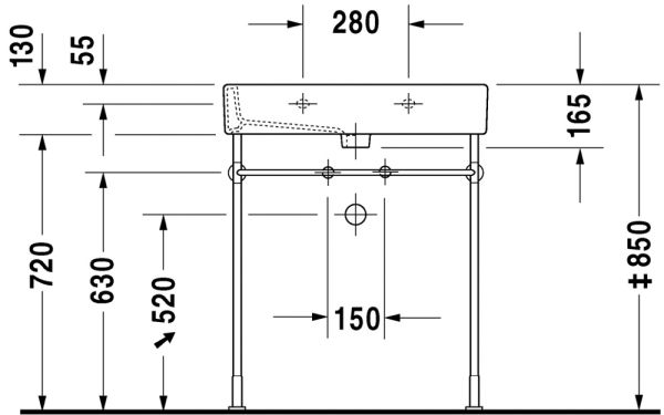 Duravit Vero Waschtisch rechteckig 70x47cm, 1 Hahnloch, mit Überlauf, WonderGliss, geschliffen, weiß 04547000271