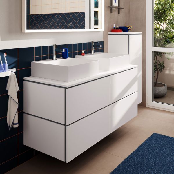 hansgrohe Xilesa E Waschtischunterschrank 137,5x55cm für Konsole, 4 Schubkästen mit Push-Open