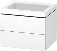 Duravit L-Cube c-bonded Set 60x48cm mit Vero Air Waschtisch mit 2 Schubladen, ohne Hahnloch weiß matt LC6926N1818