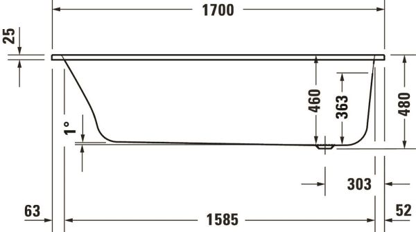 Duravit Qatego Einbau-Badewanne rechteckig 170x75cm, weiß