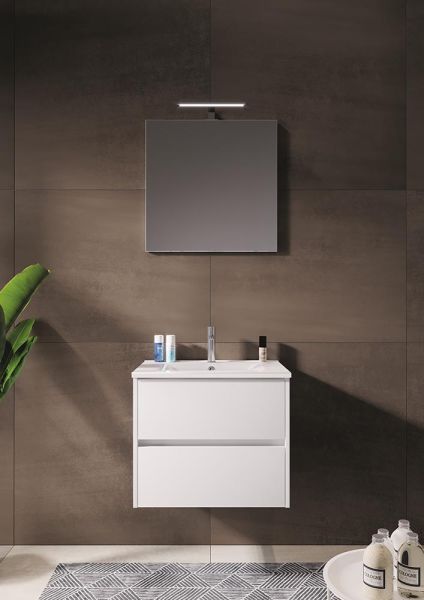 RIHO Porto Wave Waschtisch mit Unterschrank 60cm & LED-Spiegel, weiß glanz F014032DP0
