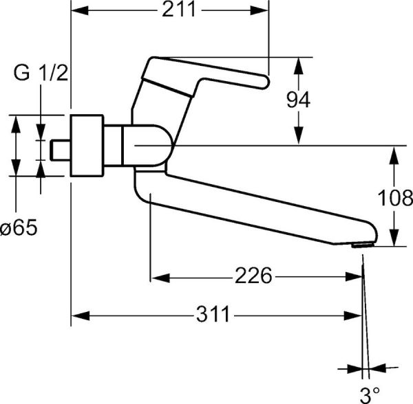 Hansa Hansamedipro Waschtisch-Einhand-Wandbatterie, 311mm, chrom