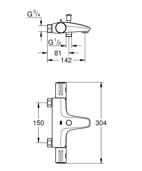 Grohe Grotherm 800 Thermostat-Wannenbatterie, chrom