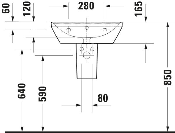 Duravit D-Neo Waschtisch rechteckig 55x44cm, mit Überlauf und WonderGliss, weiß 23665500001