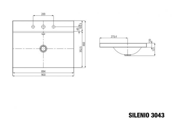 Kaldewei Silenio Aufsatzwaschtisch 90x46x12cm, mit Perl-Effekt, Modell 3043