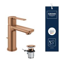Vorschau: Grohe Lineare Einhand-Waschtischbatterie XS-Size Kaltstart, Ablaufgarnitur, warm sunset gebürstet