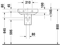 Vorschau: Duravit Happy D.2 Handwaschbecken rechteckig 50x36cm, mit Hahnloch und Überlauf, WonderGliss, weiß 07095000001
