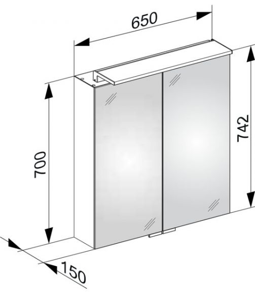 Keuco Royal L1 Spiegelschrank mit 2 Schubkästen 65x74,2cm, silber-gebeizt-eloxiert