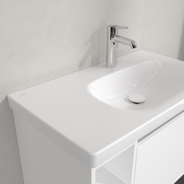 Villeroy&Boch Skyla Waschtisch 80x46cm, Ablagefläche links Hahnloch ohne Überlauf 5A52R2 
