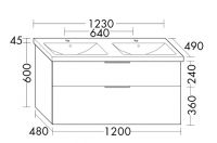 Vorschau: Burgbad Eqio Doppelwaschtisch 123cm mit Waschtischunterschrank, 2 Auszüge