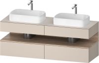 Duravit Qatego Unterschrank für 2 Aufsatzbecken 160x55cm in taupe matt, mit offenem Fach in eiche marmoriert QA4779